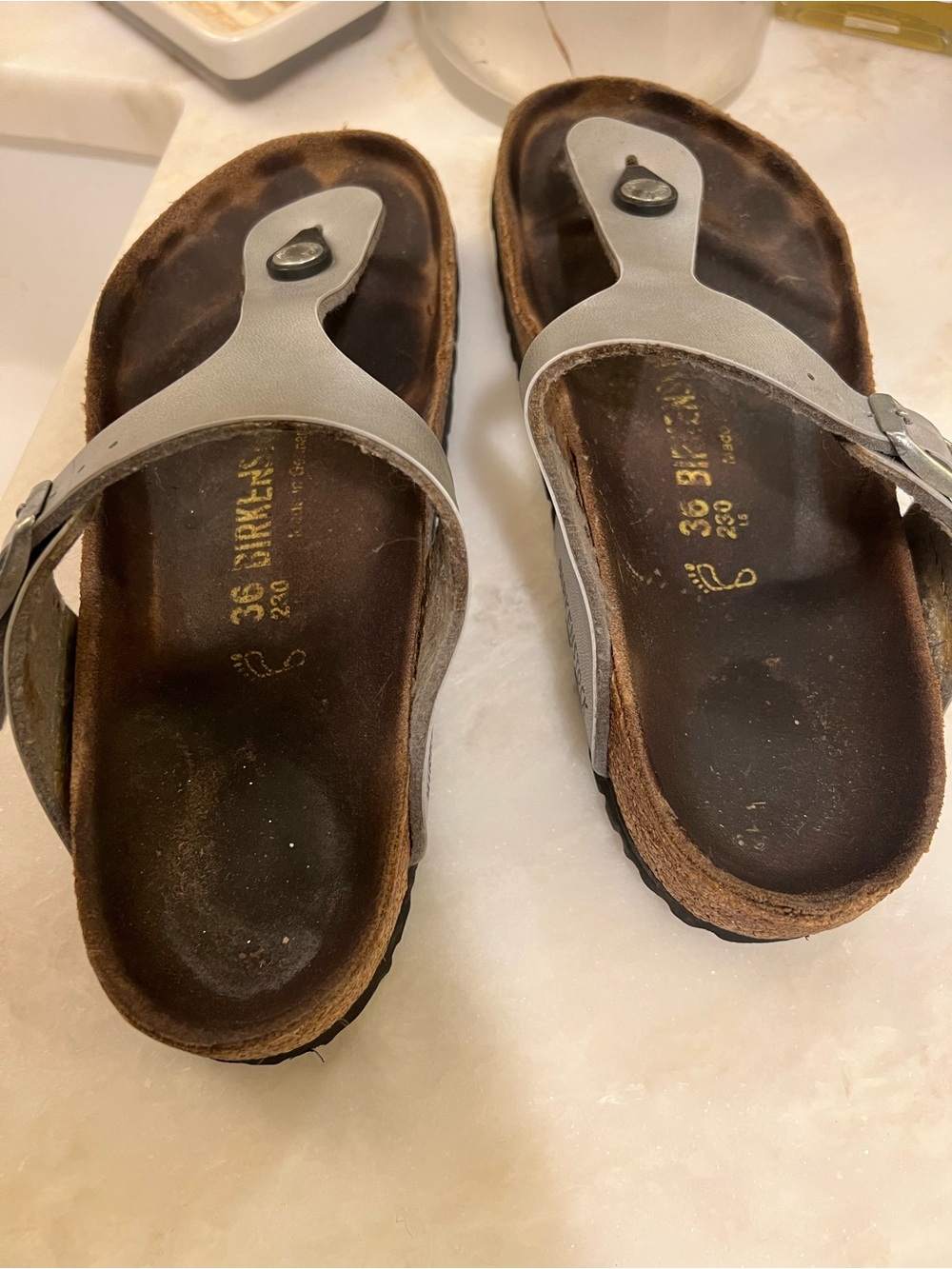 Birkenstock Silver T-Strap Sandals - Picture 9 of 9